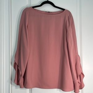 Lafayette 148 Pink Long Sleeve Blouse with Ruffle Sleeves